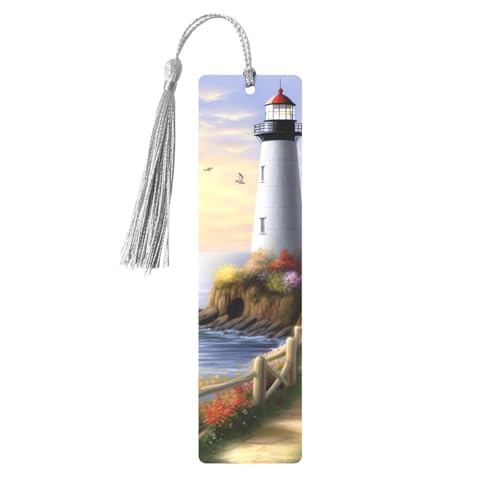 Leuchtturm Diamond Painting Metall Lesezeichen Handgefertigt Doppelseitig bedruckte Seitenmarkierungen mit grauen Quasten Buchzubehör Geschenk für Liebhaber Leuchtturm Diamond Painting Metall Lesezeichen Handgefertigt Doppelseitig bedruckte Seitenmarkierungen mit grauen Quasten Buchzubehör Geschenk für Liebhaber von GDSHJKLW