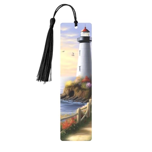 Leuchtturm Diamond Painting Metall Lesezeichen Handgefertigt Doppelseitig bedruckte Seitenmarkierungen mit schwarzen Quasten Buchzubehör Geschenk für Liebhaber Leuchtturm Diamond Painting Metall Lesezeichen Handgefertigt Doppelseitig bedruckte Seitenmarkierungen mit schwarzen Quasten Buchzubehör Geschenk für Liebhaber von GDSHJKLW