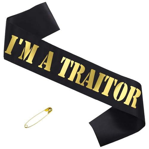 "I'M A TRAITOR-Schärpe mit Goldfolie, schwarze Weggehen/Umzug/Jobwechsel/Umzugsparty-Schärpe für Frauen oder Männer, lustige Büro-Party-Dekorationen, Zubehör, Gefälligkeiten, Ruhestand, Abschlussfeier "I'M A TRAITOR-Schärpe mit Goldfolie, schwarze Weggehen/Umzug/Jobwechsel/Umzugsparty-Schärpe für Frauen oder Männer, lustige Büro-Party-Dekorationen, Zubehör, Gefälligkeiten, Ruhestand, Abschlussfeier von GDTO8820