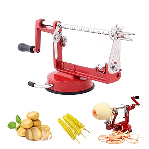 Apfelschäler, Profi Apfelschneider Apfelschälmaschine, 3 in 1 Apfel Schneiden, Schälen, Entkernen, Spiralschneider, Manueller Apfel-Schneider mit Kurbel, Kartoffel Gemüse Obstschneider von GDWD