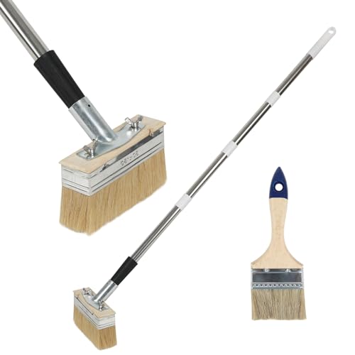 Flächenstreicher Pinsel, Pinselset mit Teleskopstange, Malerpinsel Wandfarbe Flachpinsel Lasurpinsel Set, Borstenpinsel mit Teleskopstiel für Lacke, Lasuren, Wand, Decken, Schuppen und Zaun Flächenstreicher Pinsel, Pinselset mit Teleskopstange, Malerpinsel Wandfarbe Flachpinsel Lasurpinsel Set, Borstenpinsel mit Teleskopstiel für Lacke, Lasuren, Wand, Decken, Schuppen und Zaun von GDWD