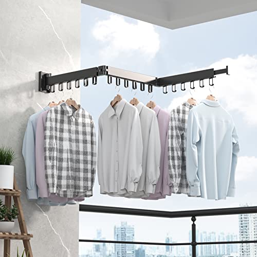 GDWD Wäscheständer Versenkbar mit 12/18 Haken, Wandmontierter Kleiderständer, Platzsparend Zusammenklappbar Kleiderstange mit Handtuchhalter für Balkon,Wäsche, Schlafzimmer (Schwarz-3 Faltbare Racks) GDWD Wäscheständer Versenkbar mit 12/18 Haken, Wandmontierter Kleiderständer, Platzsparend Zusammenklappbar Kleiderstange mit Handtuchhalter für Balkon,Wäsche, Schlafzimmer (Schwarz-3 Faltbare Racks) von GDWD