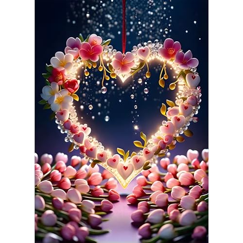 GDYEEH 5D Herz Diamant Painting Pictures, DIY Bunte Blumen Diamant Art Painting Kits, Valentinstag Diamond Painting Set for Adults Anfänger, Diamond Painting Art by Numbers for Home Decor 30x40cm GDYEEH 5D Herz Diamant Painting Pictures, DIY Bunte Blumen Diamant Art Painting Kits, Valentinstag Diamond Painting Set for Adults Anfänger, Diamond Painting Art by Numbers for Home Decor 30x40cm von GDYEEH