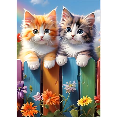 GDYEEH 5D Kätzchen Diamant Painting Pictures, DIY Katze Diamant Art Painting Kits,Zäune Diamond Painting Set for Adults Anfänger, Mosaic Making, Blumen Diamond Painting for Home Decor 30x40cm GDYEEH 5D Kätzchen Diamant Painting Pictures, DIY Katze Diamant Art Painting Kits,Zäune Diamond Painting Set for Adults Anfänger, Mosaic Making, Blumen Diamond Painting for Home Decor 30x40cm von GDYEEH