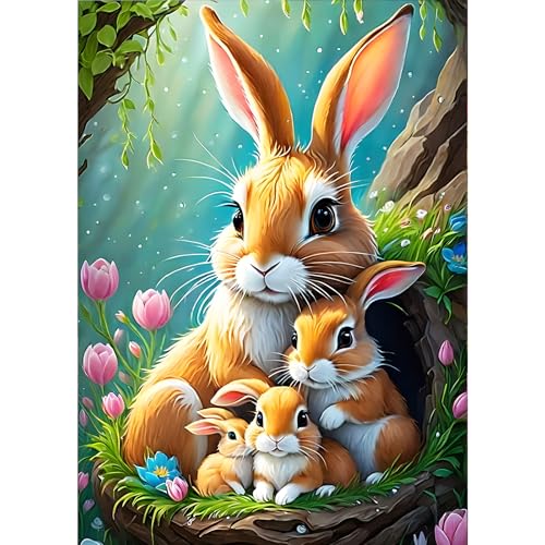 GDYEEH 5D Kaninchen Diamant Painting Pictures, DIY Blumen Diamant Art Painting Kits, Mütterliche Liebe Diamond Painting Set for Adults Anfänger, Mosaic Making, Diamond Painting for Home Decor 30x40cm GDYEEH 5D Kaninchen Diamant Painting Pictures, DIY Blumen Diamant Art Painting Kits, Mütterliche Liebe Diamond Painting Set for Adults Anfänger, Mosaic Making, Diamond Painting for Home Decor 30x40cm von GDYEEH