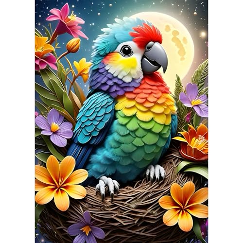 GDYEEH 5D Papagei Diamant Painting Pictures, DIY Blumen Diamant Art Painting Kits, Mondschein Diamond Painting Set for Adults Anfänger, Mosaic Making, Diamond Painting for Home Decor 30x40cm GDYEEH 5D Papagei Diamant Painting Pictures, DIY Blumen Diamant Art Painting Kits, Mondschein Diamond Painting Set for Adults Anfänger, Mosaic Making, Diamond Painting for Home Decor 30x40cm von GDYEEH