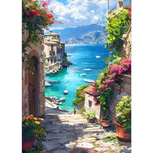 GDYEEH 5D Pfad am Meer Diamant Painting Pictures, DIY Fischerdorf Diamant Art Painting Kits, Blumen Diamond Painting Set for Adults Anfänger, Mosaic Making, Diamond Painting for Home Decor 30x40cm GDYEEH 5D Pfad am Meer Diamant Painting Pictures, DIY Fischerdorf Diamant Art Painting Kits, Blumen Diamond Painting Set for Adults Anfänger, Mosaic Making, Diamond Painting for Home Decor 30x40cm von GDYEEH