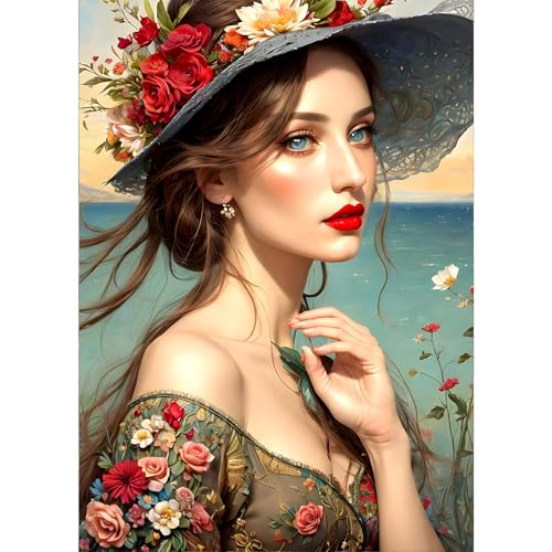GDYEEH 5D Schöne Frau Diamant Painting Pictures, DIY Blumen Diamant Art Painting Kits, Porträt Diamond Painting Set for Adults Anfänger, Mosaic Making, Diamond Painting for Home Decor 30x40cm GDYEEH 5D Schöne Frau Diamant Painting Pictures, DIY Blumen Diamant Art Painting Kits, Porträt Diamond Painting Set for Adults Anfänger, Mosaic Making, Diamond Painting for Home Decor 30x40cm von GDYEEH