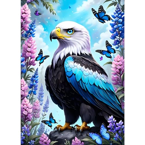 GDYEEH Adler Diamond Painting Erwachsene, 5D Schmetterling Diamant Painting Bilder Anfänger, DIY Blumen Runder Vollbohrer Diamanten Malerei Stickerei Kreuzstich Geschenke Home Wand Dekor 30x40cm von GDYEEH