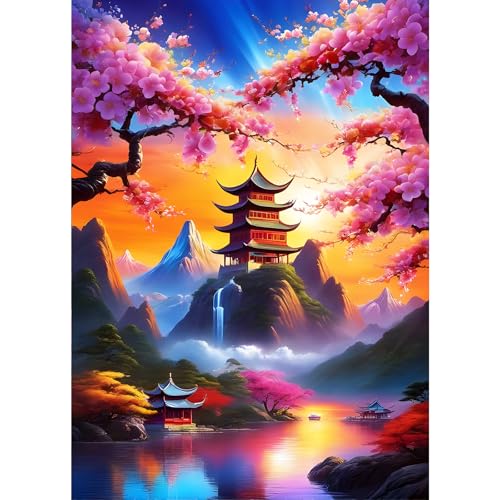 GDYEEH Architektur Diamond Painting Erwachsene, 5D Landschaft Diamant Painting Bilder Anfänger, DIY Blumen Runder Vollbohrer Diamanten Malerei Stickerei Kreuzstich Geschenke Home Wand Dekor 30x40cm von GDYEEH