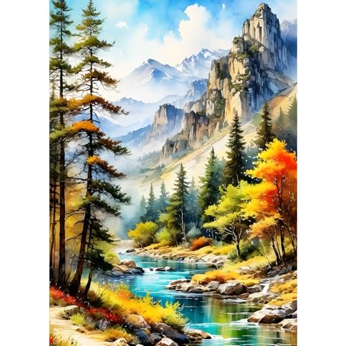 GDYEEH Berge Diamond Painting Kits Erwachsene, 5D Bach Fluss Diamant Kunst Bilder Anfänger, DIY Runder Vollbohrer Landschaft Diamanten Malerei Stickerei Geschenke Home Wand Dekor 30x40 cm GDYEEH Berge Diamond Painting Kits Erwachsene, 5D Bach Fluss Diamant Kunst Bilder Anfänger, DIY Runder Vollbohrer Landschaft Diamanten Malerei Stickerei Geschenke Home Wand Dekor 30x40 cm von GDYEEH
