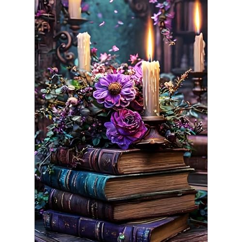 GDYEEH Bücher Diamond Painting Erwachsene, 5D Kerze Diamant Kunst Bilder Anfänger, DIY Runder Vollbohrer Blumen Diamanten Malerei Stickerei Kreuzstich Geschenke Home Wand Dekor 30x40cm GDYEEH Bücher Diamond Painting Erwachsene, 5D Kerze Diamant Kunst Bilder Anfänger, DIY Runder Vollbohrer Blumen Diamanten Malerei Stickerei Kreuzstich Geschenke Home Wand Dekor 30x40cm von GDYEEH