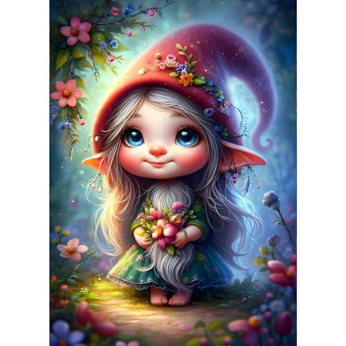 GDYEEH Cartoon Elfe Diamond Painting Erwachsene, 5D Blumen Diamant Kunst Bilder Anfänger, DIY Runder Vollbohrer Fantasie Diamanten Malerei Stickerei Kreuzstich Geschenke Home Wand Dekor 30x40cm von GDYEEH