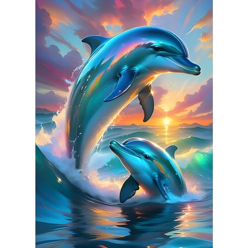 GDYEEH Delphine Diamond Painting Erwachsene, 5D Ozean Diamant Painting Bilder Anfänger, DIY Fantasie Runder Vollbohrer Diamanten Malerei Stickerei Set Kreuzstich Geschenke Home Wand Dekor 30x40cm GDYEEH Delphine Diamond Painting Erwachsene, 5D Ozean Diamant Painting Bilder Anfänger, DIY Fantasie Runder Vollbohrer Diamanten Malerei Stickerei Set Kreuzstich Geschenke Home Wand Dekor 30x40cm von GDYEEH