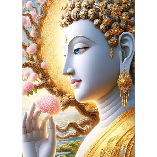 GDYEEH Fantasie Buddha Diamond Painting Erwachsene, 5D Traumland Diamant Kunst Bilder Anfänger, DIY Runder Vollbohrer Blumen Diamanten Malerei Stickerei Geschenke Home Wand Dekor 30x40 cm von GDYEEH
