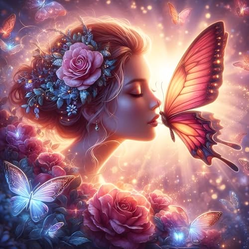GDYEEH Fee Diamond Painting Erwachsene, 5D Schmetterling Diamant Kunst Bilder Anfänger, DIY Traumland Runder Vollbohrer Diamanten Malerei Stickerei Kreuzstich Geschenke Home Wand Dekor 30x30cm von GDYEEH