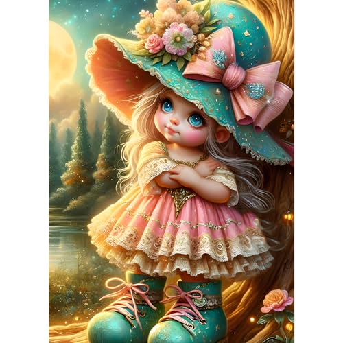 GDYEEH Fee Mädchen Diamond Painting Erwachsene, 5D Karikatur Elfe Diamant Kunst Bilder Anfänger, DIY Runder Vollbohrer Fantasie Diamanten Malerei Stickerei Kreuzstich Geschenke Home Wand Dekor 30x40cm von GDYEEH