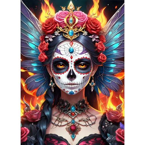 GDYEEH Horror Diamond Painting Erwachsene, 5D Mädchen Diamant Kunst Bilder Anfänger, DIY Runder Vollbohrer Blumen Diamanten Malerei Stickerei Kreuzstich Geschenke Home Wand Dekor 30x40 cm von GDYEEH