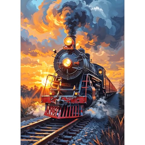 GDYEEH Oldtimerzug Diamond Painting Kits Erwachsene, 5D Dampfzug Diamant Kunst Bilder Anfänger, DIY Runder Vollbohrer Sonnenuntergang Diamanten Malerei Stickerei Geschenke Home Wand Dekor 30x40 cm GDYEEH Oldtimerzug Diamond Painting Kits Erwachsene, 5D Dampfzug Diamant Kunst Bilder Anfänger, DIY Runder Vollbohrer Sonnenuntergang Diamanten Malerei Stickerei Geschenke Home Wand Dekor 30x40 cm von GDYEEH