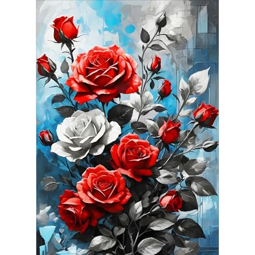 GDYEEH Rose Diamond Painting Erwachsene, 5D Blumen Diamant Kunst Bilder Anfänger, DIY Runder Vollbohrer Flowers Diamanten Malerei Stickerei Kreuzstich Geschenke Home Wand Dekor 30x40 cm von GDYEEH