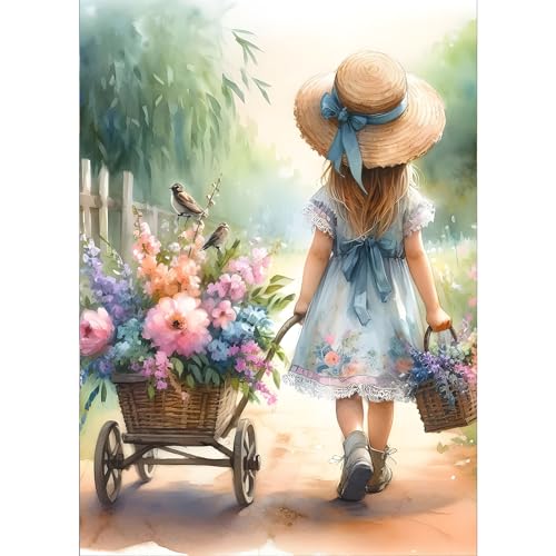 GDYEEH Rücken eines Mädchens Diamond Painting Erwachsene, 5D Blumen Diamant Painting Bilder Anfänger, DIY Runder Vollbohrer Diamanten Malerei Stickerei Kreuzstich Geschenke Home Wand Dekor 30x40cm von GDYEEH