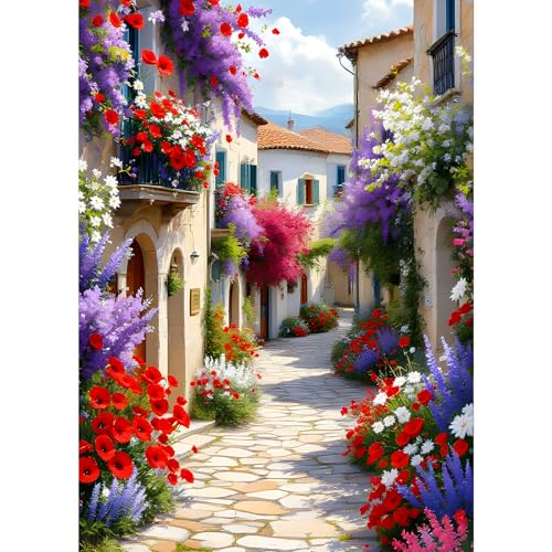 GDYEEH Straße Diamond Painting Erwachsene, 5D Mohn Diamant Kunst Bilder Anfänger, DIY Runder Vollbohrer Bunte Blumen Diamanten Malerei Stickerei Kreuzstich Geschenke Home Wand Dekor 30x40cm von GDYEEH