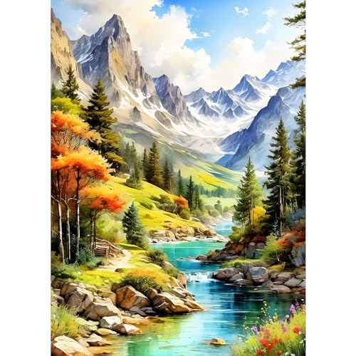 GDYEEH Verschneite Berge Diamond Painting Kits Erwachsene, 5D Bach Fluss Diamant Kunst Bilder Anfänger, DIY Runder Vollbohrer Wald Diamanten Malerei Stickerei Geschenke Home Wand Dekor 30x40 cm GDYEEH Verschneite Berge Diamond Painting Kits Erwachsene, 5D Bach Fluss Diamant Kunst Bilder Anfänger, DIY Runder Vollbohrer Wald Diamanten Malerei Stickerei Geschenke Home Wand Dekor 30x40 cm von GDYEEH