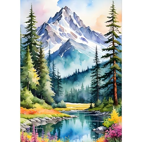 GDYEEH Verschneiter Berg Diamond Painting Erwachsene, 5D Fluss Diamant Kunst Bilder Anfänger, DIY Wald Runder Vollbohrer Diamanten Malerei Stickerei Kreuzstich Geschenke Home Wand Dekor 30x40cm von GDYEEH