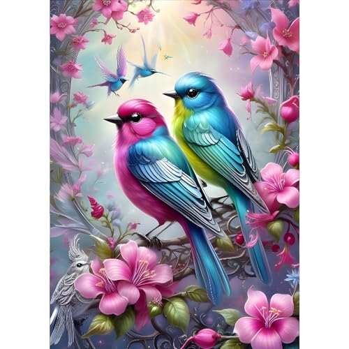 GDYEEH Vögel Diamond Painting Erwachsene, 5D Blumen Diamant Painting Bilder Anfänger, DIY Unzertrennliche Runder Vollbohrer Diamanten Malerei Stickerei Kreuzstich Geschenke Home Wand Dekor 30x40cm von GDYEEH