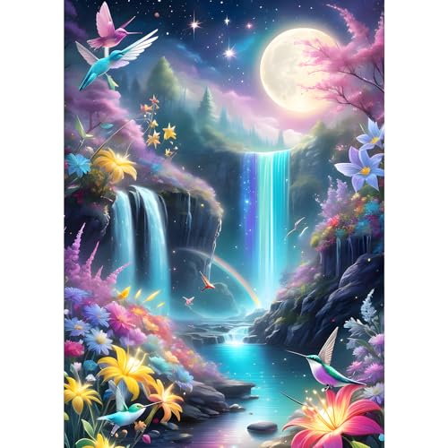 GDYEEH Wasserfall Diamond Painting Erwachsene, 5D Mond Diamant Kunst Bilder Anfänger, DIY Traumland Runder Vollbohrer Diamanten Malerei Stickerei Kreuzstich Geschenke Home Wand Dekor 30x40cm von GDYEEH