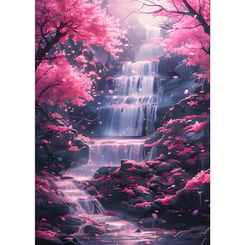 GDYEEH Wasserfall Diamond Painting Kits Erwachsene, 5D Rosa Blumen Diamant Kunst Bilder Anfänger, DIY Runder Vollbohrer Traumland Diamanten Malerei Stickerei Geschenke Home Wand Dekor 30x40 cm GDYEEH Wasserfall Diamond Painting Kits Erwachsene, 5D Rosa Blumen Diamant Kunst Bilder Anfänger, DIY Runder Vollbohrer Traumland Diamanten Malerei Stickerei Geschenke Home Wand Dekor 30x40 cm von GDYEEH