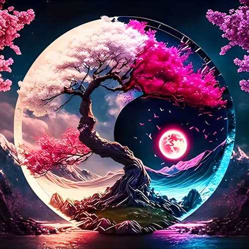GDYEEH Yin und Yang Diamond Painting Erwachsene, 5D Tai Chi Diamant Painting Bilder Anfänger, DIY Runder Vollbohrer Diamanten Malerei Stickerei Kreuzstich Geschenke Home Wand Dekor 30x30cm von GDYEEH