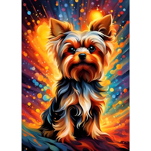 GDYEEH Yorkshire Terrier Diamond Painting Erwachsene, 5D Hund Diamant Kunst Bilder Anfänger, DIY Runder Vollbohrer Welpe Diamanten Malerei Stickerei Kreuzstich Geschenke Home Wand Dekor 30x40cm von GDYEEH