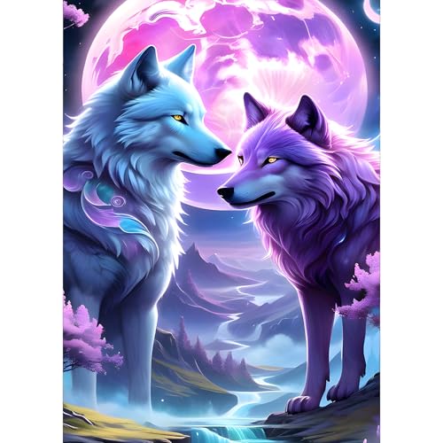 GDYEEH Zwei Wölfe Diamond Painting Erwachsene, 5D Moon Diamant Kunst Bilder Anfänger, DIY Wolf Runder Vollbohrer Diamanten Malerei Stickerei Kreuzstich Geschenke Home Wand Dekor 30x40cm GDYEEH Zwei Wölfe Diamond Painting Erwachsene, 5D Moon Diamant Kunst Bilder Anfänger, DIY Wolf Runder Vollbohrer Diamanten Malerei Stickerei Kreuzstich Geschenke Home Wand Dekor 30x40cm von GDYEEH
