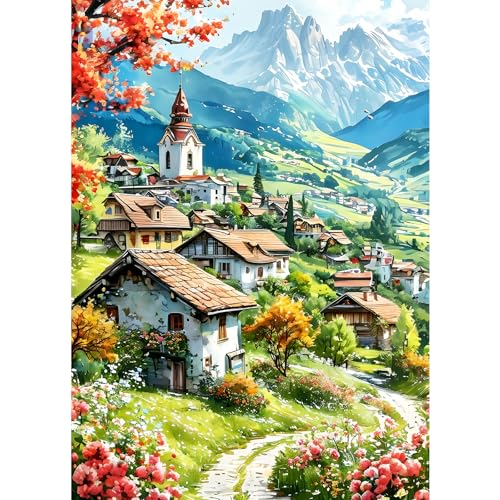 GDYEEH ländlich Hütte Diamond Painting Kits Erwachsene, 5D Mountains Diamant Kunst Bilder Anfänger, DIY Runder Vollbohrer Landschaft Diamanten Malerei Stickerei Geschenke Home Wand Dekor 30x40 cm GDYEEH ländlich Hütte Diamond Painting Kits Erwachsene, 5D Mountains Diamant Kunst Bilder Anfänger, DIY Runder Vollbohrer Landschaft Diamanten Malerei Stickerei Geschenke Home Wand Dekor 30x40 cm von GDYEEH