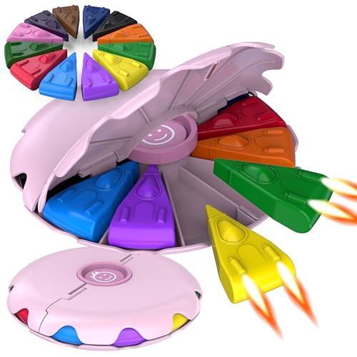 GERNEKIND® Wachsmalstifte SPACESHIP rosa, 12 leuchtende Farben in magnetischer Klappbox, ungiftig, stabil. von GERNEKIND