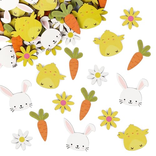 100 Stück Holz Streudeko Ostern, Kaninchen Hühner Karotten Blumen Hasen Basteln Häschen Konfetti Tisch Deko Confetti Ideal als Osterdeko Tischdeko Dekorieren Geburtstag Party 100 Stück Holz Streudeko Ostern, Kaninchen Hühner Karotten Blumen Hasen Basteln Häschen Konfetti Tisch Deko Confetti Ideal als Osterdeko Tischdeko Dekorieren Geburtstag Party von GEBETTER
