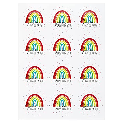 120 Stk 4cm Schön dass du da bist Sticker Regenbogen, Kindergeburtstag Party Aufkleber Rund Selbstklebend Hochzeit Deko für Geburtstag Taufe Kommunion Konfirmation (Regenbogen) von GEBETTER