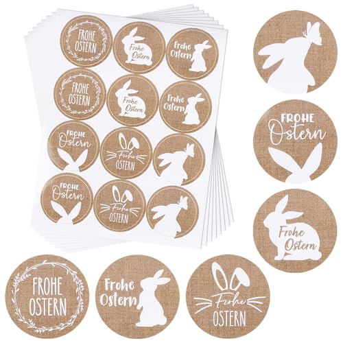 120 Stück 4cm Frohe Ostern Aufkleber mit Osterhasen Ostereier Selbstklebend Dekosticker Party Sticker Etiketten Geschenkaufkleber Geschenk Ostersticker Deko für Geschenkbeutel Candy Box (Braun) von GEBETTER
