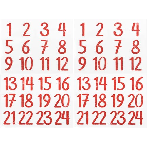 2 Blatt Adventskalender Aufkleber Glitzer Zahlen 1-24 Sterne Sticker für Weihnachten Kalender zum basteln selbstklebend Dekoration Etiketten Weihnachtskalender Nummern für Papiertüten (2 Blatt Rot) 2 Blatt Adventskalender Aufkleber Glitzer Zahlen 1-24 Sterne Sticker für Weihnachten Kalender zum basteln selbstklebend Dekoration Etiketten Weihnachtskalender Nummern für Papiertüten (2 Blatt Rot) von GEBETTER