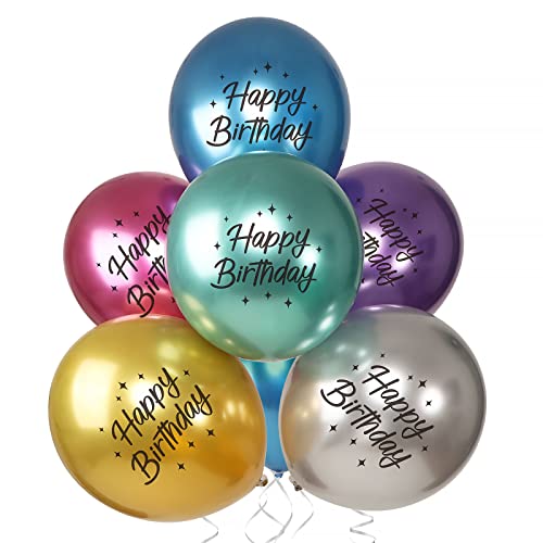 24 Stück 6 Farben Happy Birthday Metallic Luftballons 12 Zoll mit Ballonband Bunt Ballons Helium Deko Balloons Geburtstagsballons zum Geburtstag Party Kindergeburtstag Dekoration von GEBETTER