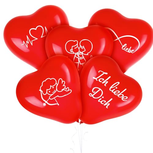 25 Stk 5 Stilen Ich Liebe Dich Luftballons 10 Zoll in Herzform Herzluftballons Rot Herz Ballons Helium Deko Balloons Herzballons für Valentinstag Hochzeit Verlobung Party Romantisch Dekoration von GEBETTER