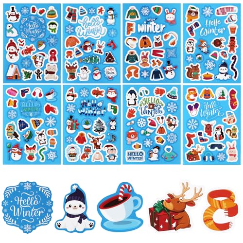 316 Stück Weihnachten Sticker Pinguin Schneemann Lebkuchenmann Winter Aufkleber für Kinder Etiketten Fotoalbum Tagebuch Poesiealbum Scrapbooking Neujahr Dekoration Briefe DIY Basteln von GEBETTER