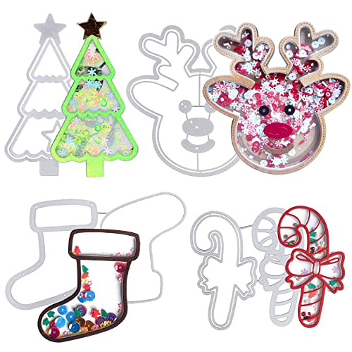 4 Set Stanzschablonen Metall Weihnachten Weihnachtsbaum DIY Stanzschablone Scrapbooking Prägeschablonen Stanzformen Schablonen Christmas Stanzform von GEBETTER