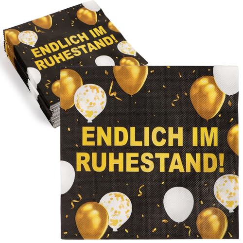 40 Stück Ruhestand Servietten als Tischdeko, Endlich im Ruhestand, Rente Deko Geschenk für Rentner Rentnerin Abschiedsfeier Männer Frauen Pensionierung Party Dekoration 40 Stück Ruhestand Servietten als Tischdeko, Endlich im Ruhestand, Rente Deko Geschenk für Rentner Rentnerin Abschiedsfeier Männer Frauen Pensionierung Party Dekoration von GEBETTER