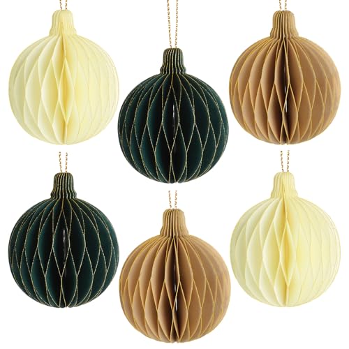 6 Stück Wiederverwendbar Weihnachten Wabenbälle zum Aufhängen Papier Weihnachtsdeko Ornamente Dekoration Waben Hängende Deko für Weihnachtsanhänger Weihnachtsbaum Schmuck Christbaumschmuck (3 Farbe) von GEBETTER