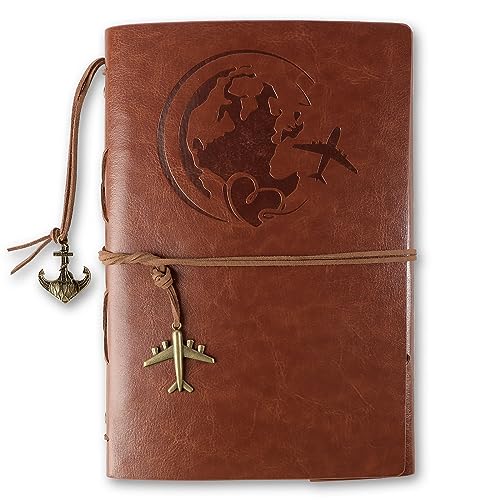 A5 Kunstleder Notizbuch 160 Seiten Blanko mit Retro Anhängern nachfüllbar geprägt Reise Tagebuch Vintage Journal Reisenotizbuch Geschenke Ringbuch Skizzenbuch zum Selberschreiben Reisetagebuch A5 Kunstleder Notizbuch 160 Seiten Blanko mit Retro Anhängern nachfüllbar geprägt Reise Tagebuch Vintage Journal Reisenotizbuch Geschenke Ringbuch Skizzenbuch zum Selberschreiben Reisetagebuch von GEBETTER