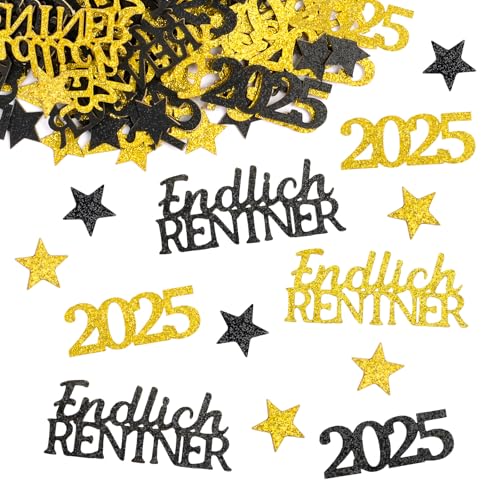 Ca. 120 Stück Endlich RENTNER Deko Konfetti, Ruhestand Tischdeko Partyzubehör Kinder Streudeko zum Beginn der Rente Geschenk für Männer Frauen Abschiedsfeier Pensionierung Party Dekoration von GEBETTER