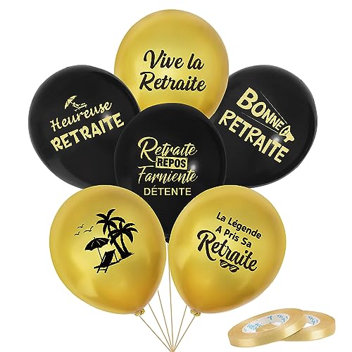 Französisch 24 Stück Ruhestand Luftballons Latexballons Deko Set Helium Ballons Dekoration zum Beginn der Rente Geschenk für Männer Frauen Abschiedsfeier Ruhestand Pensionierung Party von GEBETTER