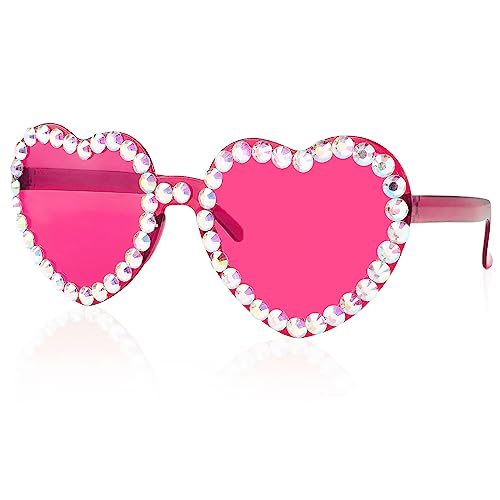 GEBETTER 1 Paar Randlose Herz Brille Hippie Kostüm Zubehör Herzförmige Partybrille Love Brille Transparent zum Fasching Geburtstagsfeier Halloween Party für Erwachsene Jungen und Mädchen von GEBETTER